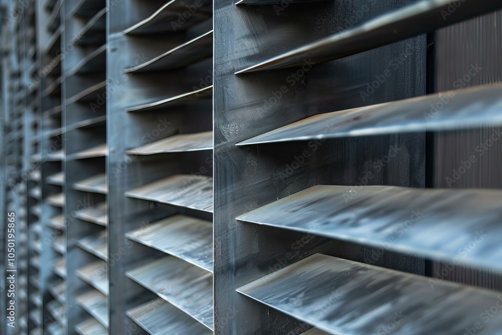 Poster metal facade of a modern building creating a repetitive abstract pattern