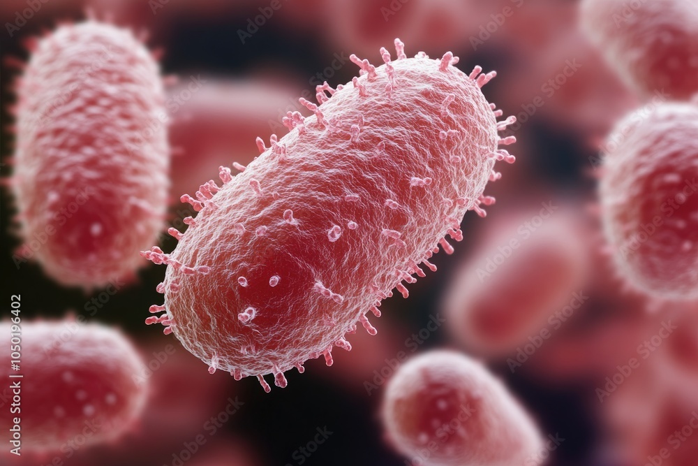 Poster Microscopic view of rod-shaped bacteria showing cellular structures