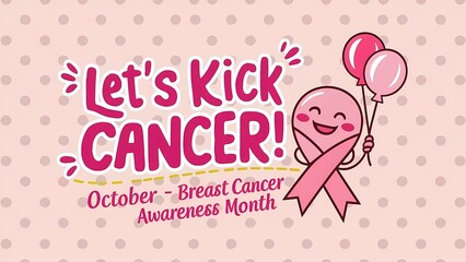 Playful Ribbon-Shaped Cartoon Character with Pink Polka Dot Background