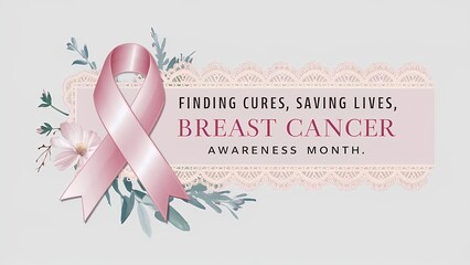 Obraz premium Elegant Pink Lace Breast Cancer Awareness Banner