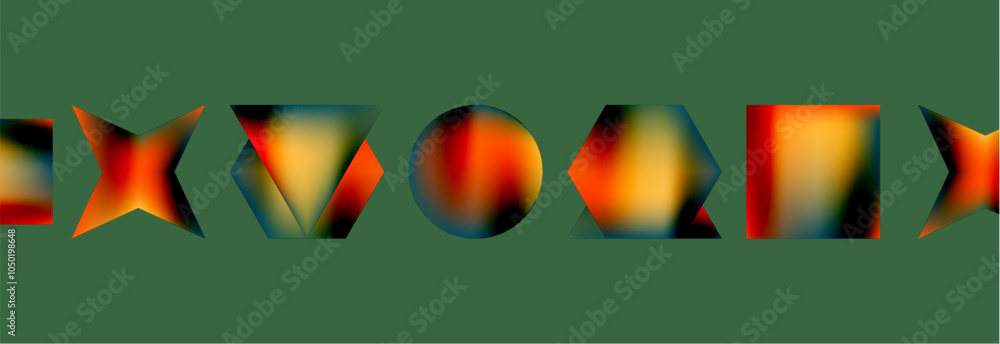 Aufkleber neon color geometric shapes square triangle circle abstract background. vector illustration for wall