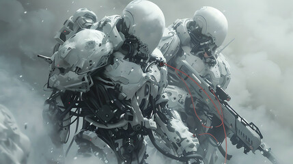 Fototapeta premium cyber robot soldier