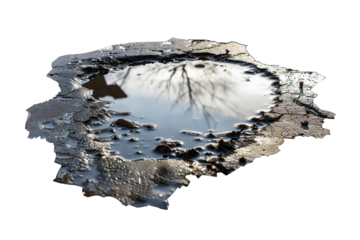 Rainwater Puddle Isolated on Transparent or White Background