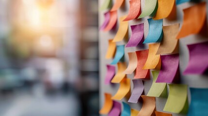 Obraz premium Colorful Sticky Notes for Strategic Planning Sessions, Showing a Perfect Brainstorming