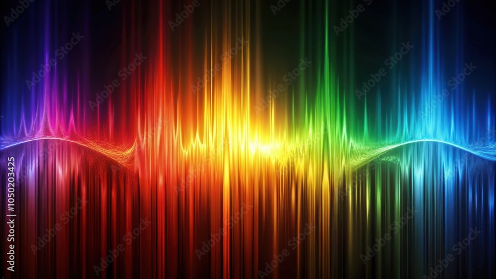 Aufkleber Abstract Colorful Wave Pattern with Vertical Lines and Glowing Lights