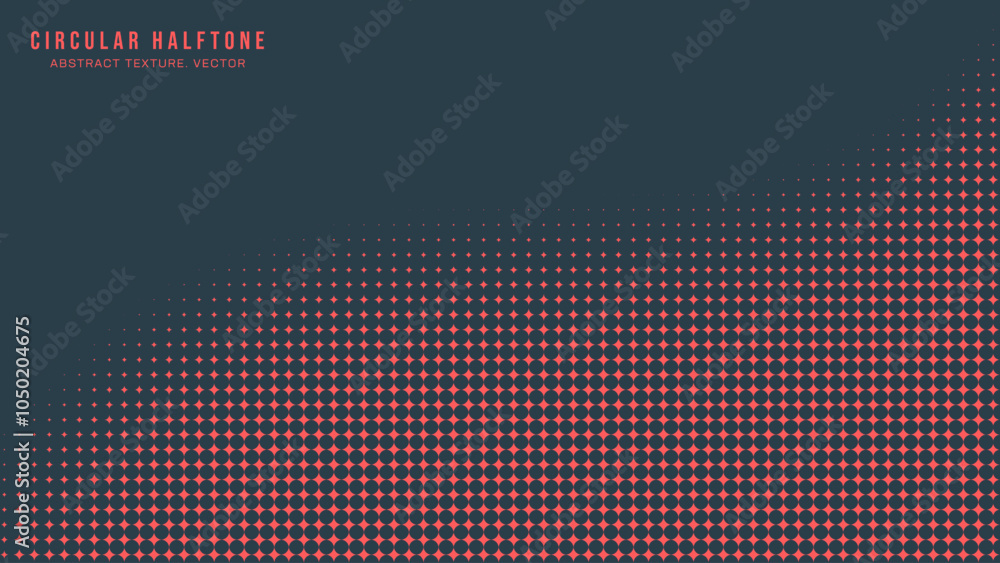 Poster circular halftone pattern smooth curved border vector red black harmonic abstract background. modern