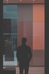 Fototapeta premium A Silhouette Standing Out Against a Modern Architectural Background Design Concept