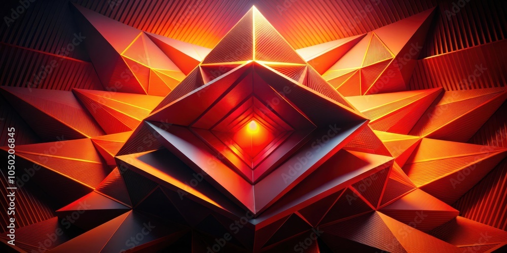 Poster Abstract Geometric Pattern with Glowing Light in a Geometric Structure