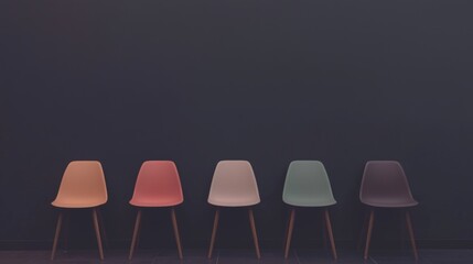 Obraz premium Stunning and Colorful Modern Chairs Set Against a Minimalist and Stylish Setting