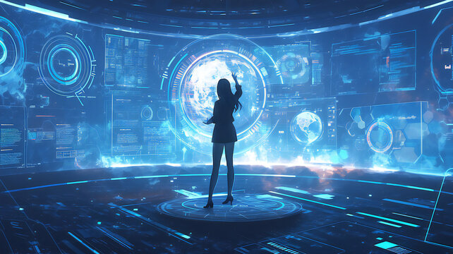 Hologram music,Blue world line,.generated by AI