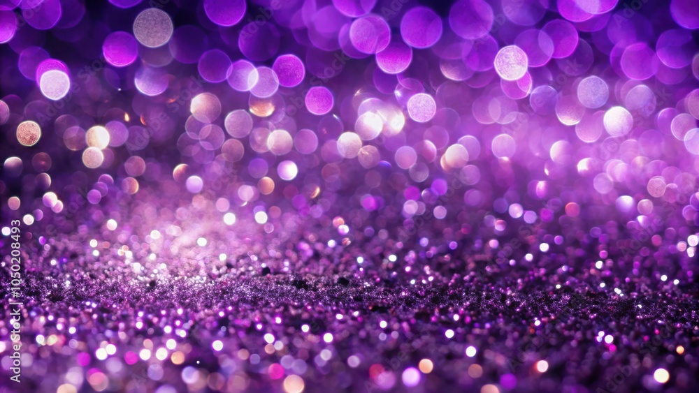 Poster a shimmery purple and gold glitter background with an out-of-focus overlay of large bokeh circles.