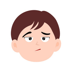 brown hair kawaii boys on different exspression design element stock. kawaii emoticon