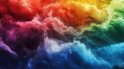 Fototapeta premium Dramatic Rainbow Wave of Colorful Abstract Textures