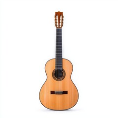 Fototapeta premium A beautiful wooden acoustic guitar with intricate detailing, perfect for music enthusiasts and performers.