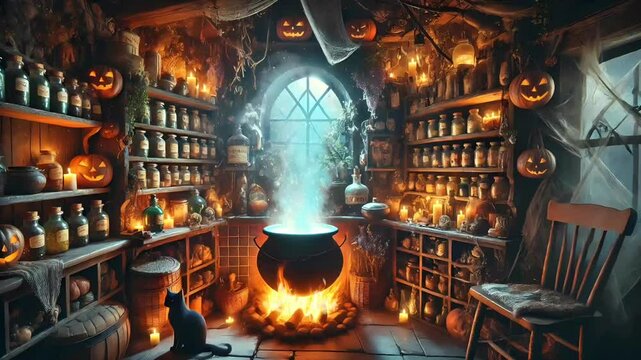House of Witches, Babayaga, Halloween, witch, cat, magic potion, magic, wizard, wizard, wizard, book, scary, jack orrington, pumpkin, Halloween party,