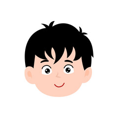 cute kid face expression emoji emoticon with black hair. character element stock