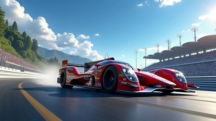 Car racing is driving on the race track. 