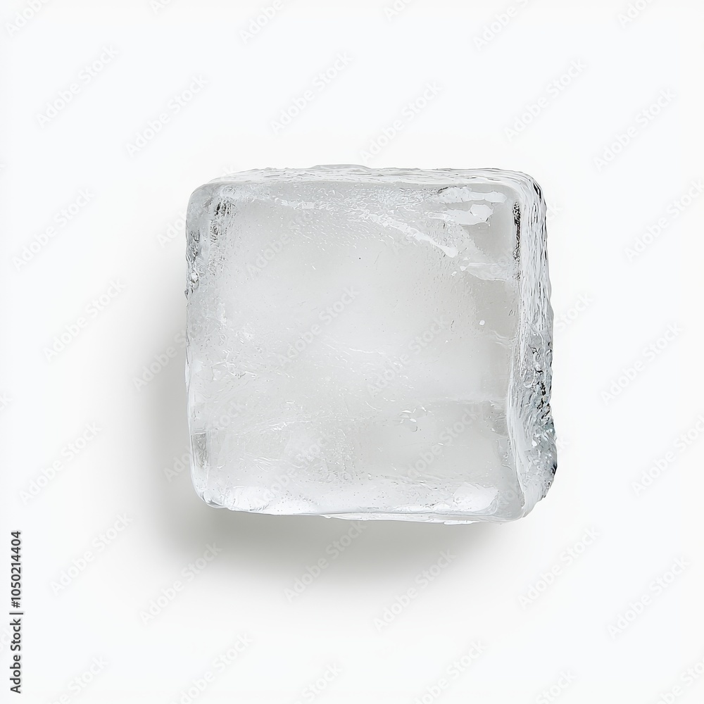Poster a clear ice cube with a smooth surface, perfect for cooling drinks or adding a touch of elegance to 