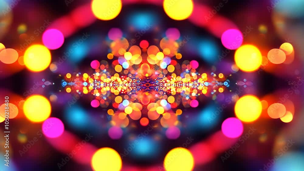 Poster colorful lights create a symmetrical pattern in this abstract photograph