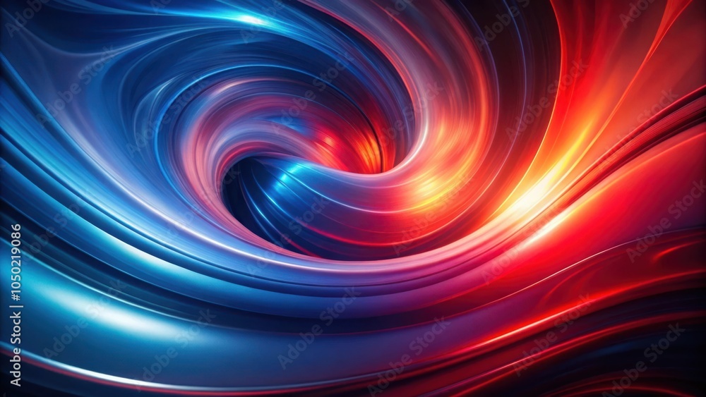 Poster abstract swirling patterns of blue and red light, an intertwined dance of color and motion