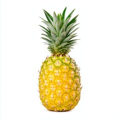 Fototapeta premium Fresh, ripe pineapple showcasing its vibrant yellow color and lush green crown.