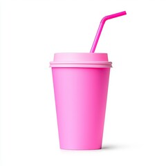 Vibrant pink drink cup with a straw, perfect for summer refreshment and playful aesthetics.