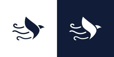 Obraz premium Freedom flying bird with wind icon logo vector background design isolated