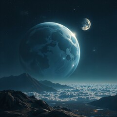 two moon in space