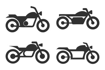 Minimalist Motorcycle Icon Collection for Automotive Graphics.