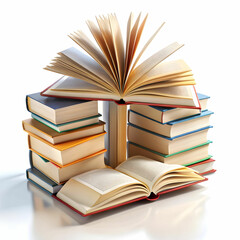 Fototapeta premium Realistic set of 3d open and closed books