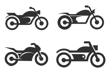 Fototapeta premium Minimalist Motorcycle Icon Collection for Automotive Graphics.