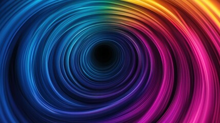 Obraz premium A vibrant, swirling vortex of colors leading to a central dark space, creating a mesmerizing effect reminiscent of a cosmic tunnel.