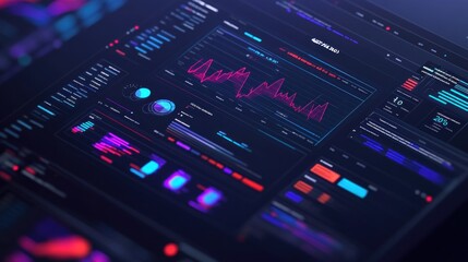 Obraz premium Digital Dashboard Displaying Data Analytics and Trends