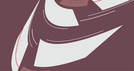 Blend of deep red and white geometric shapes and lines, creating a striking visual composition
