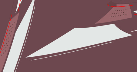 Blend of deep red and white geometric shapes and lines, creating a striking visual composition