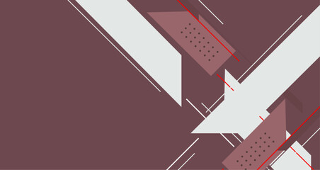 Blend of deep red and white geometric shapes and lines, creating a striking visual composition
