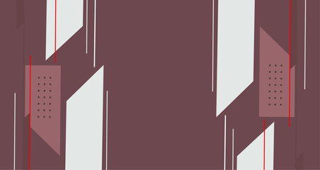 Blend of deep red and white geometric shapes and lines, creating a striking visual composition