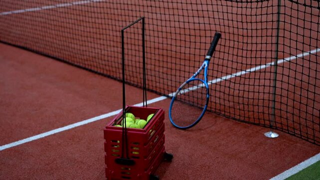 Net on a tennis court.
Markings on a tennis court.
Tennis competitions.
Tennis game.
Tennis, game, tournament, play, racket, ball