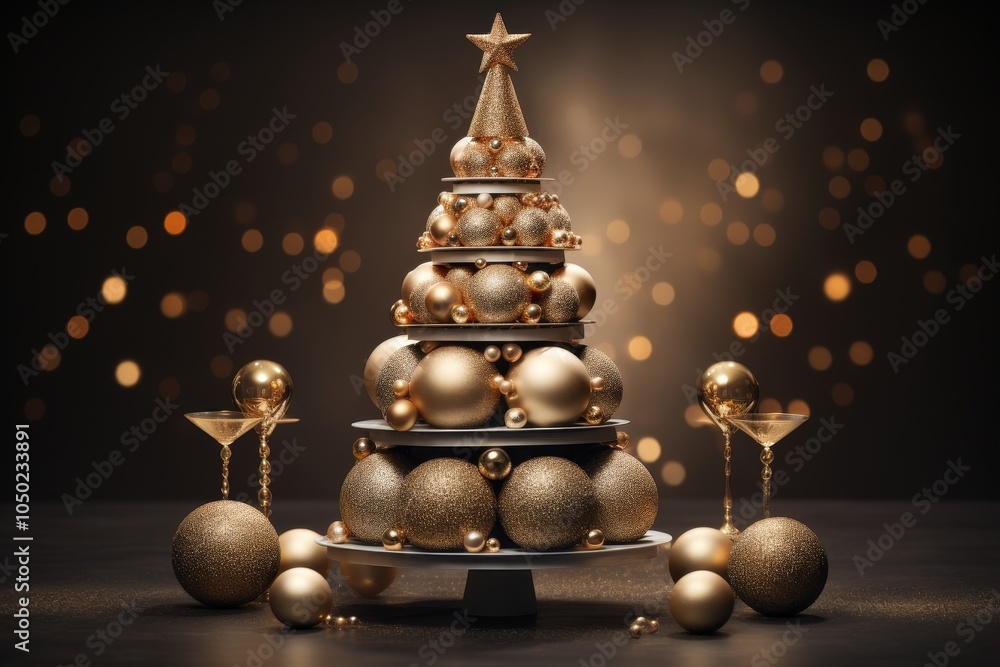Poster minimalist christmas tree design simple lines and subtle lights create a festive ambiance