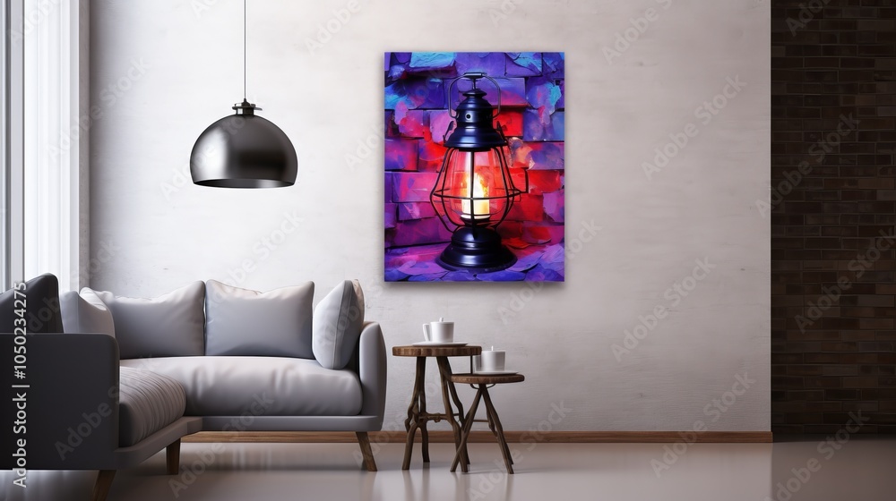 Poster vibrant hues blend together under lantern light, creating a dynamic color fusion reflection