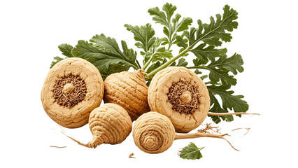 Maca herb on transparent White background PNG....