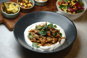 Turkish food yogurt manti