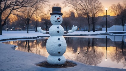 Obraz premium snowman in the park