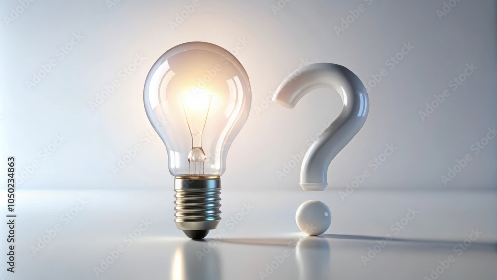 Poster the glowing lightbulb and the question mark a visual metaphor for finding solutions and answers