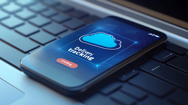 Smartphone Showing Cloud Based Delivery Tracking App