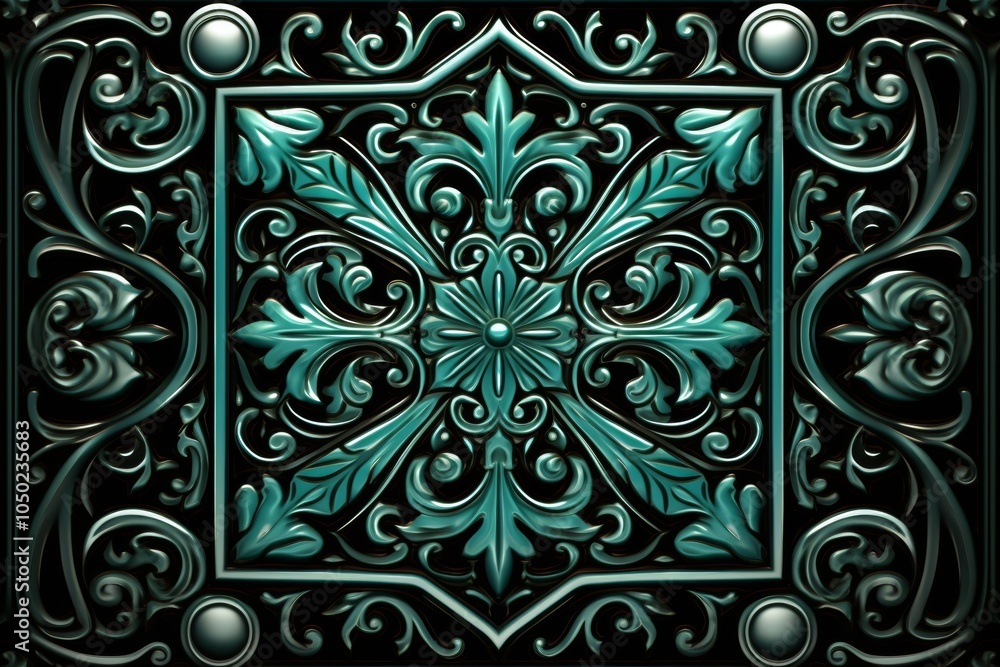 Poster stylish minimalist monogram in emerald green with simple lines and shapes on a clean background