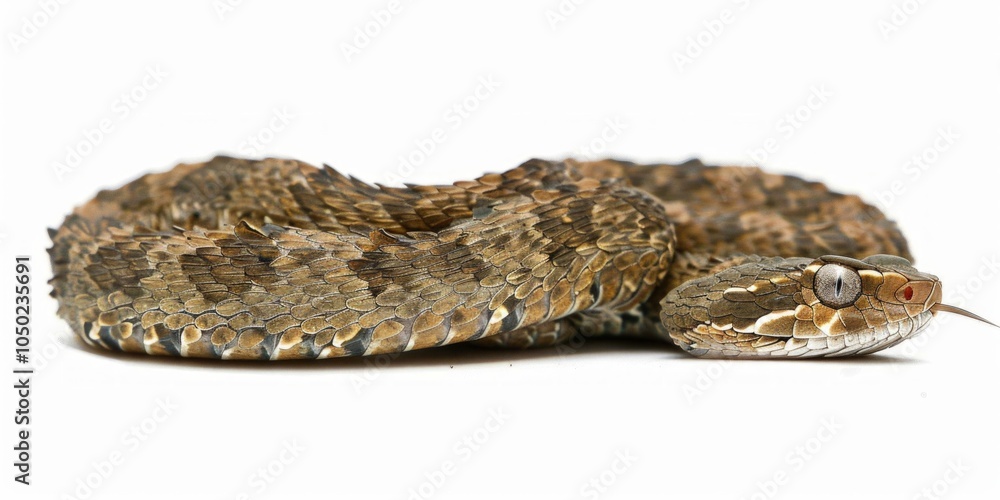 Poster common european viper rests quietly on a soft white background displaying its distinctive zigzag pat
