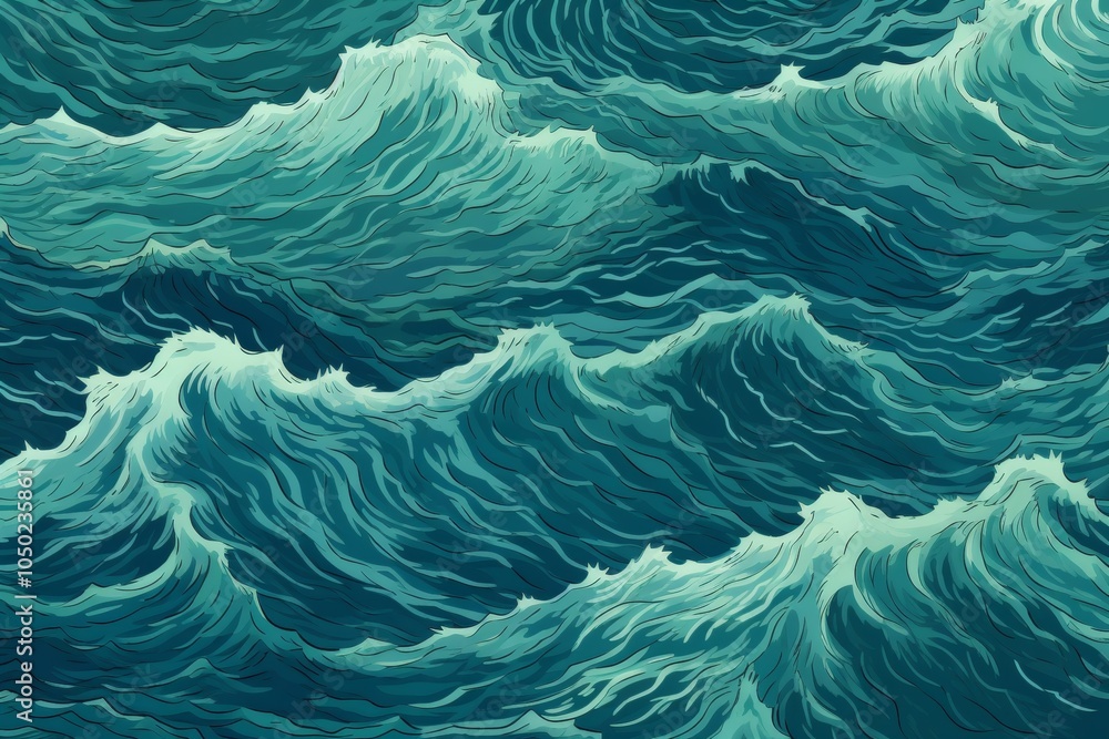 Poster abstract emerald green wave design creating stunning shapes on a pristine background