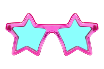 Star-shaped pink sunglasses isolated on transparent or white background, png