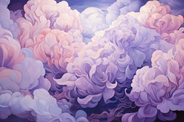 Obraz premium Soft flowing abstract clouds in pale purple and lilac shades creating an ethereal composition